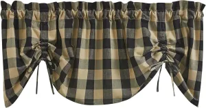 Park Designs Buffalo Check Lined Farmhouse Black Valance 60"