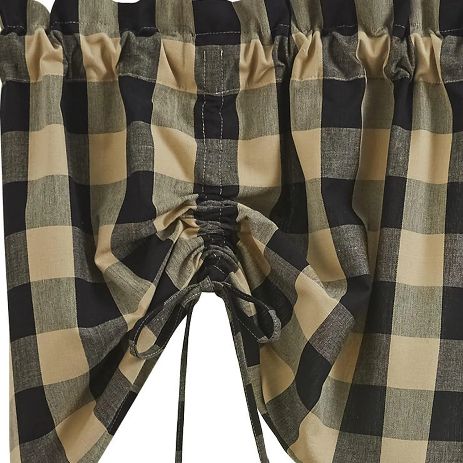 Park Designs Buffalo Check Lined Farmhouse Black Valance 60"