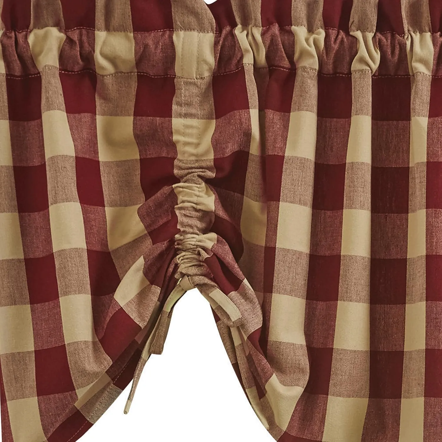 Park Designs Buffalo Check Lined Farmhouse Garnet Valance 60"