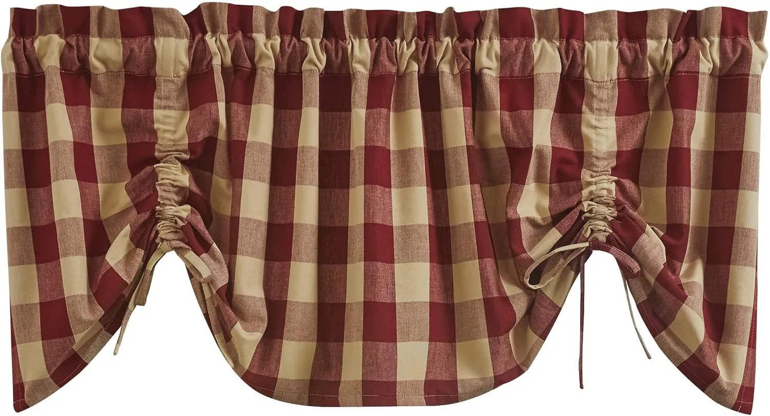Park Designs Buffalo Check Lined Farmhouse Garnet Valance 60"