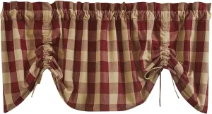 Park Designs Buffalo Check Lined Farmhouse Garnet Valance 60"