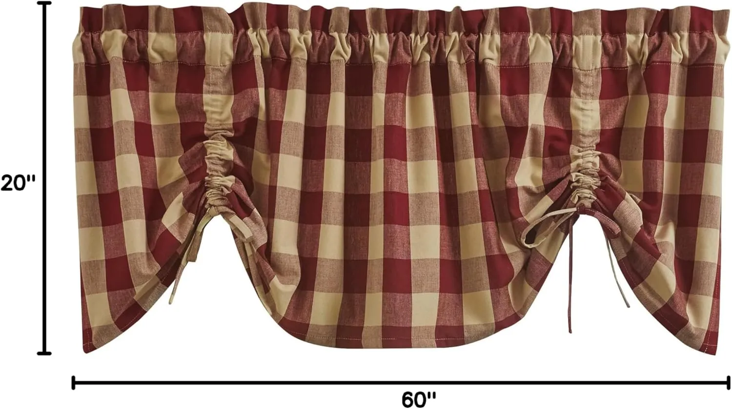 Park Designs Buffalo Check Lined Farmhouse Garnet Valance 60"