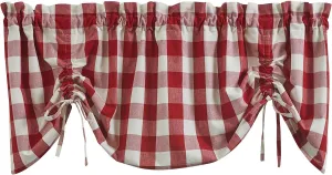 Park Designs Buffalo Check Lined Farmhouse Red Valance 60"