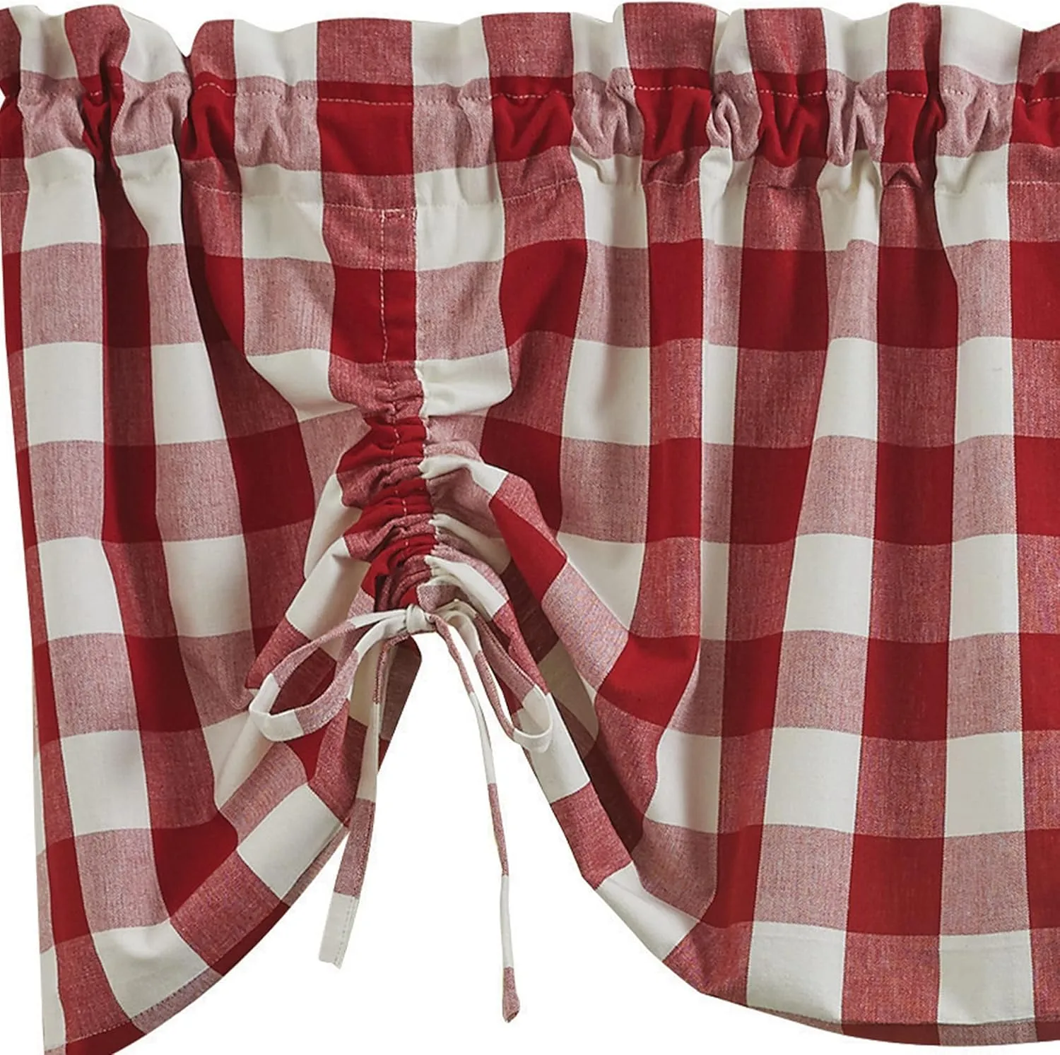 Park Designs Buffalo Check Lined Farmhouse Red Valance 60"