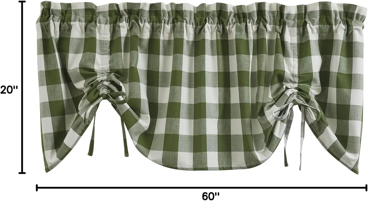 Park Designs Buffalo Check Lined Farmhouse Sage Valance 60"