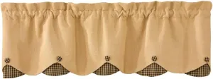 Park Designs Burlap & Check Lined Scalloped Valance, 58 x 15", Black