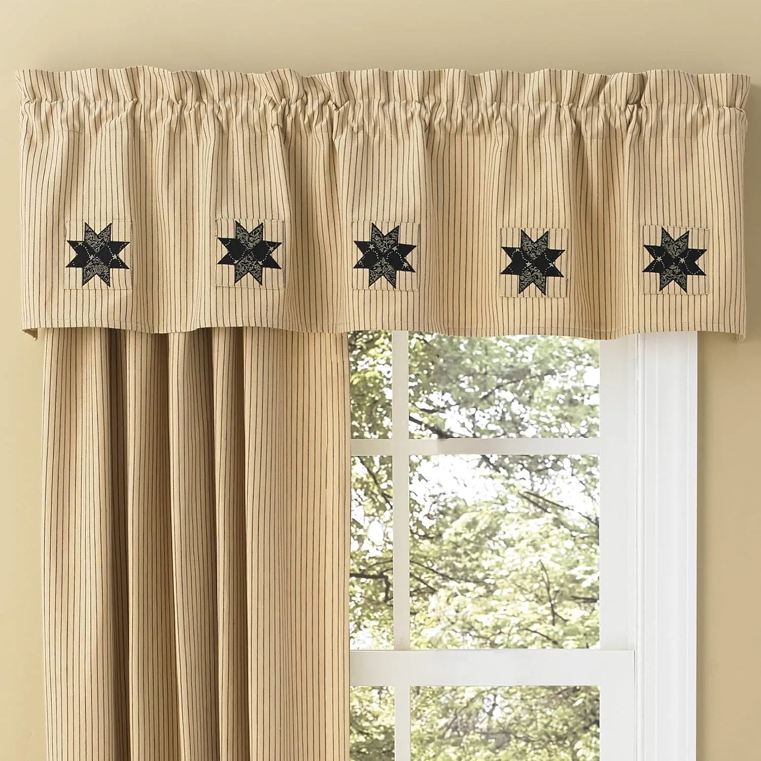 Park Designs Carrington Lined Ticking Patch Valance