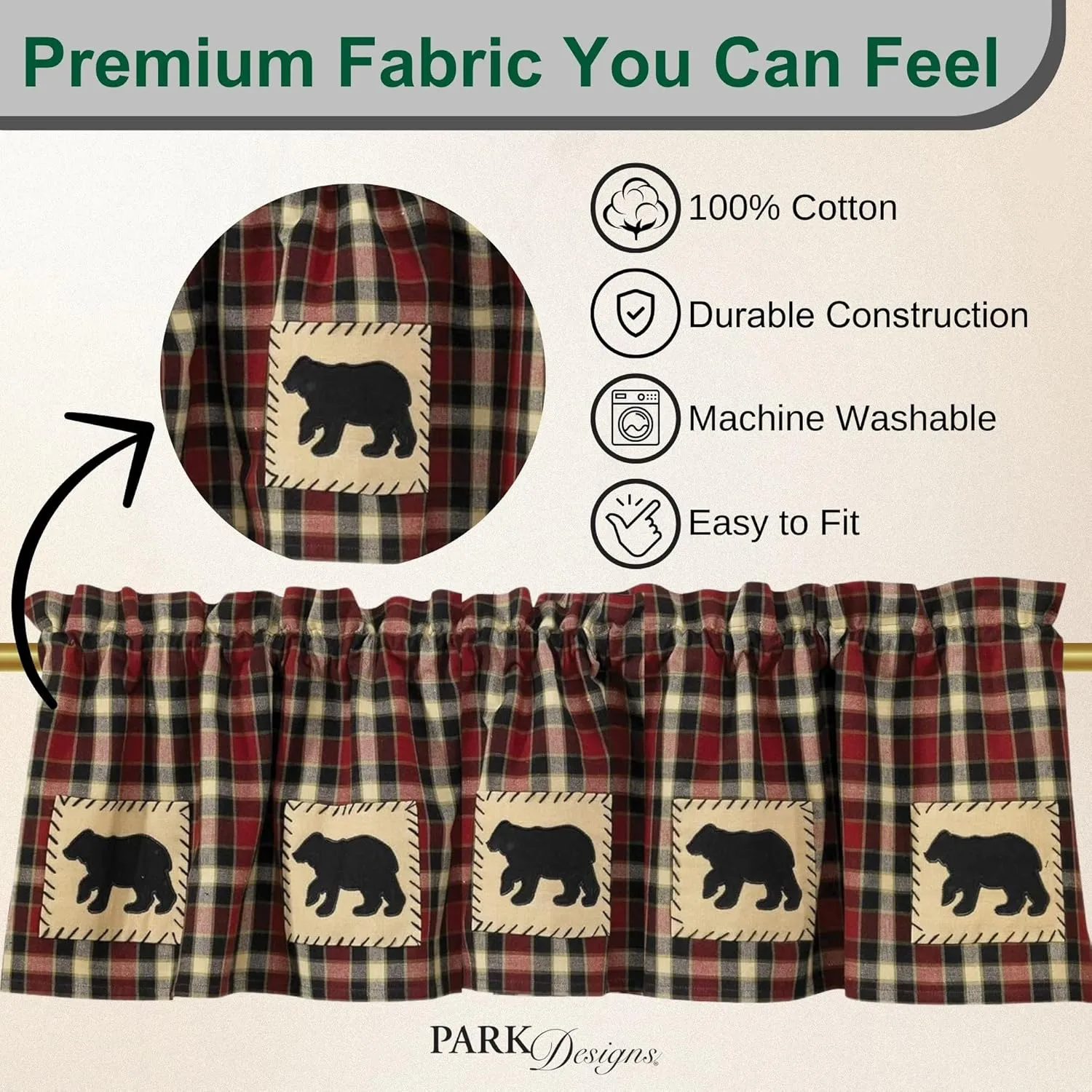 Park Designs Concord Bear Lined Valance, 60 x 14