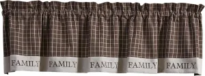 Park Designs Family Valance 60" x 14", Plaid Brown Window Valances with Typography, Traditional Country Style Window Dressings for Modern Home Decor