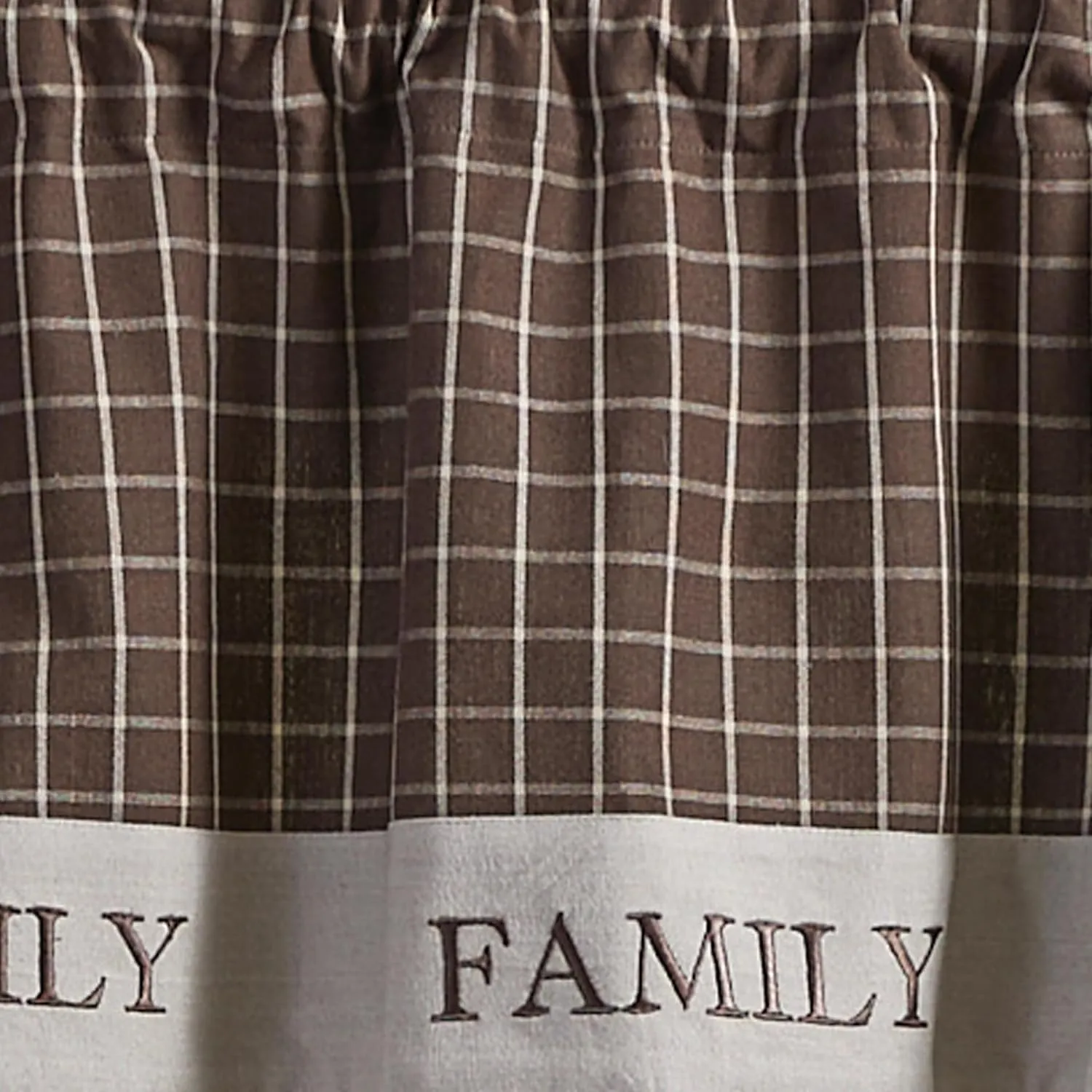 Park Designs Family Valance 60" x 14", Plaid Brown Window Valances with Typography, Traditional Country Style Window Dressings for Modern Home Decor