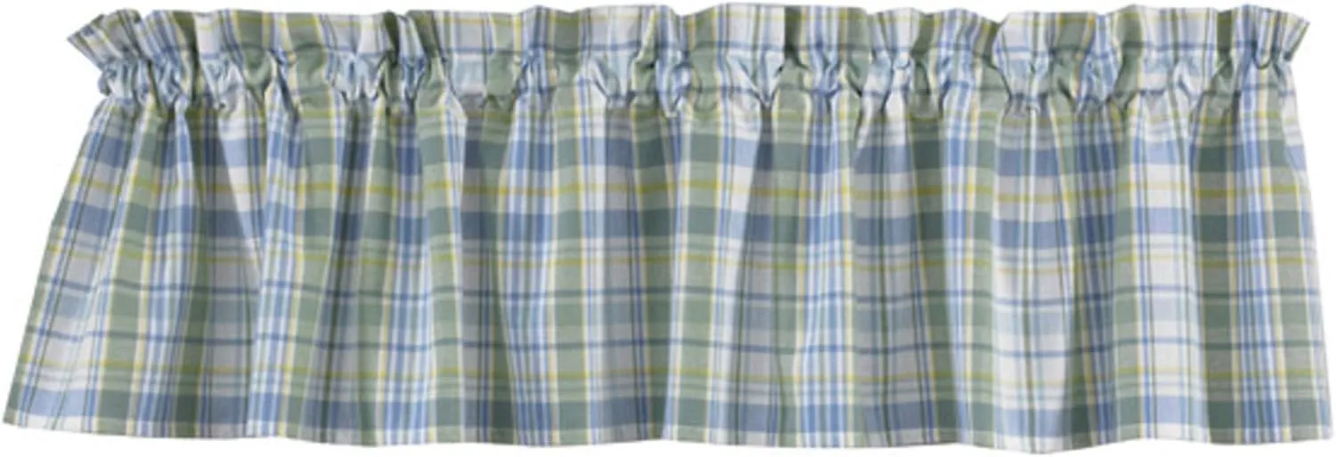 Park Designs Farmhouse Kitchen Valances for Windows - Blue Sarasota | Fall Decor Window Valance Curtain | Plaid Curtain Windows | 72"x14"