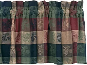 Park Designs Farmhouse Kitchen Valances for Windows - Plaid Pine Cone | Fall Decor Window Valance Curtain | Plaid Curtain Windows | 72"x14"