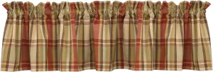 Park Designs Farmhouse Kitchen Valances for Windows - Red Heartfelt | Fall Decor Window Valance Curtain | Plaid Curtain Windows | 72"x14"