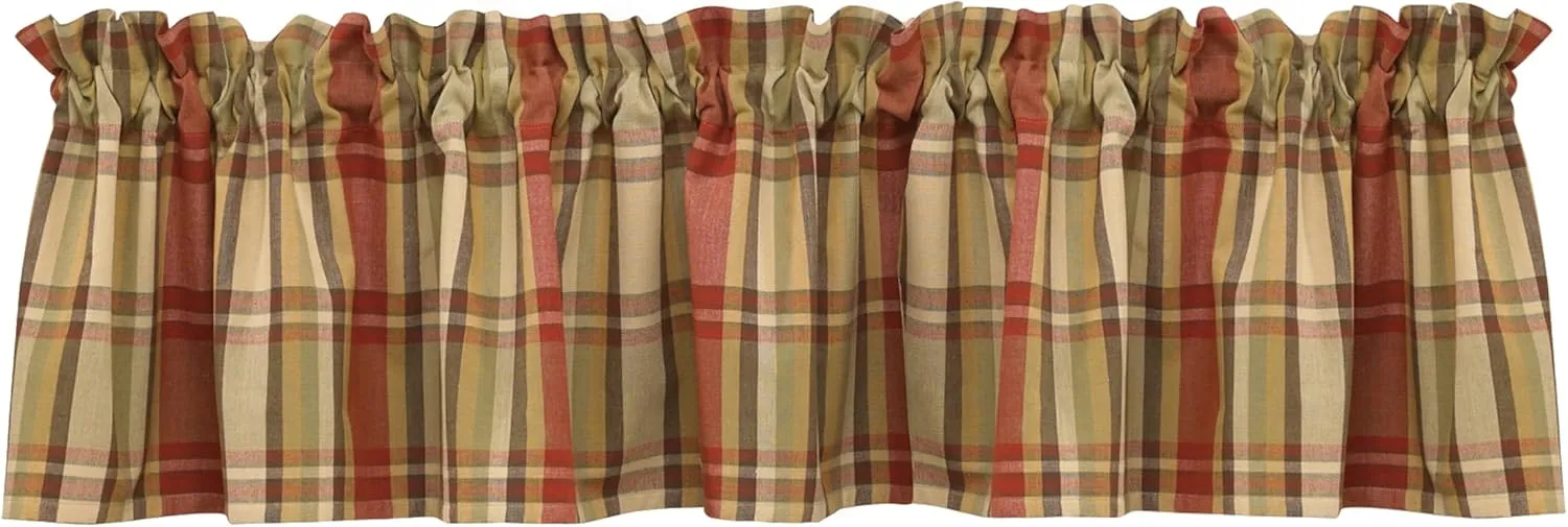 Park Designs Farmhouse Kitchen Valances for Windows - Red Heartfelt | Fall Decor Window Valance Curtain | Plaid Curtain Windows | 72"x14"