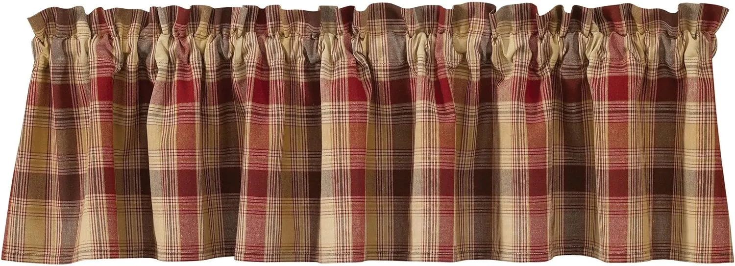 Park Designs Farmhouse Kitchen Valances for Windows - Red Heartside | Fall Decor Window Valance | Plaid Curtain Valances for Windows | 72" x 14"