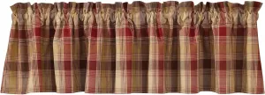Park Designs Farmhouse Kitchen Valances for Windows - Red Heartside | Fall Decor Window Valance | Plaid Curtain Valances for Windows | 72" x 14"