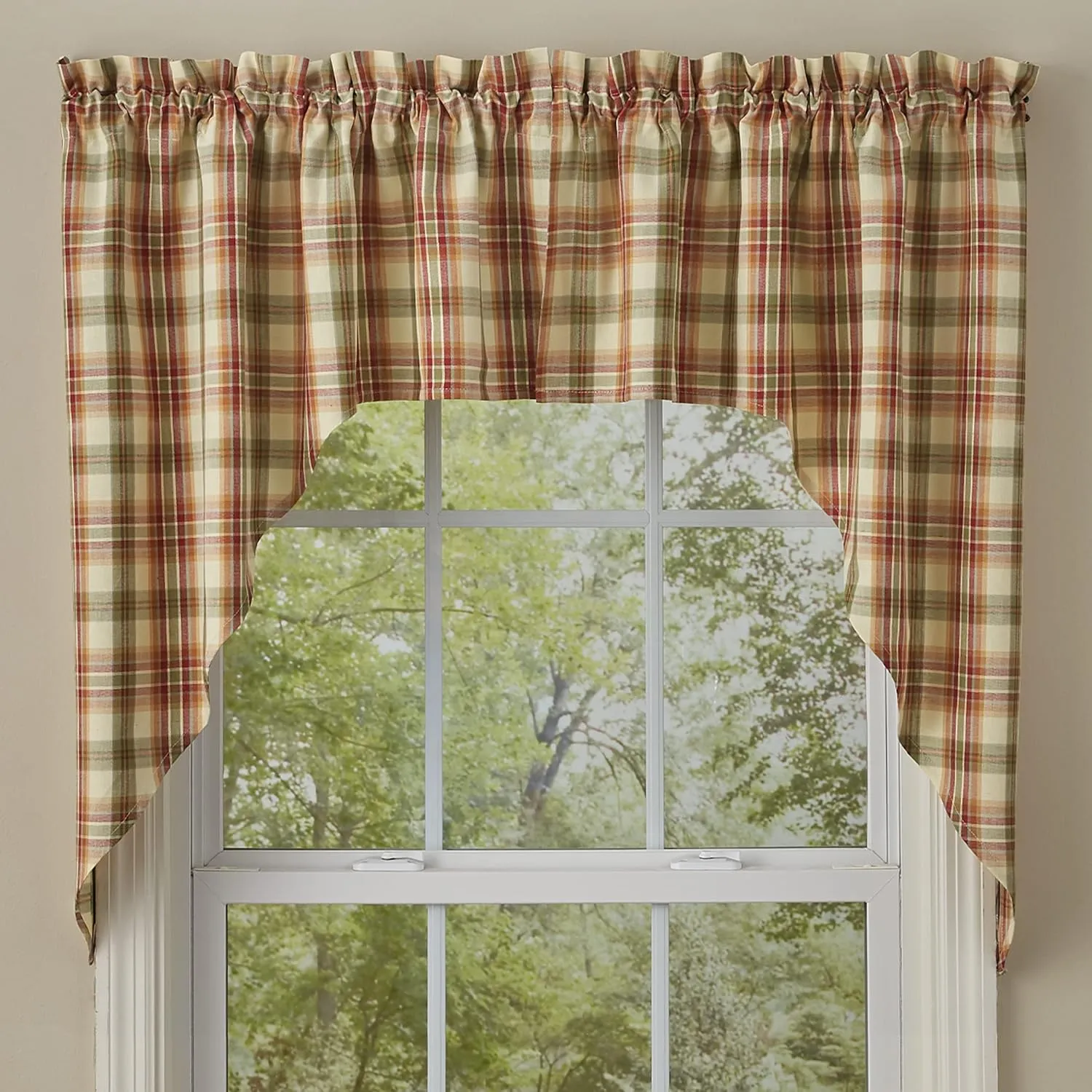Park Designs Lemon Pepper Swag - Country Plaid Window Treatment | 72" x 36" | Farmhouse Kitchen Curtain | Unlined Cotton Valance | Primitive Window Décor | Easy Rod Pocket Mounting