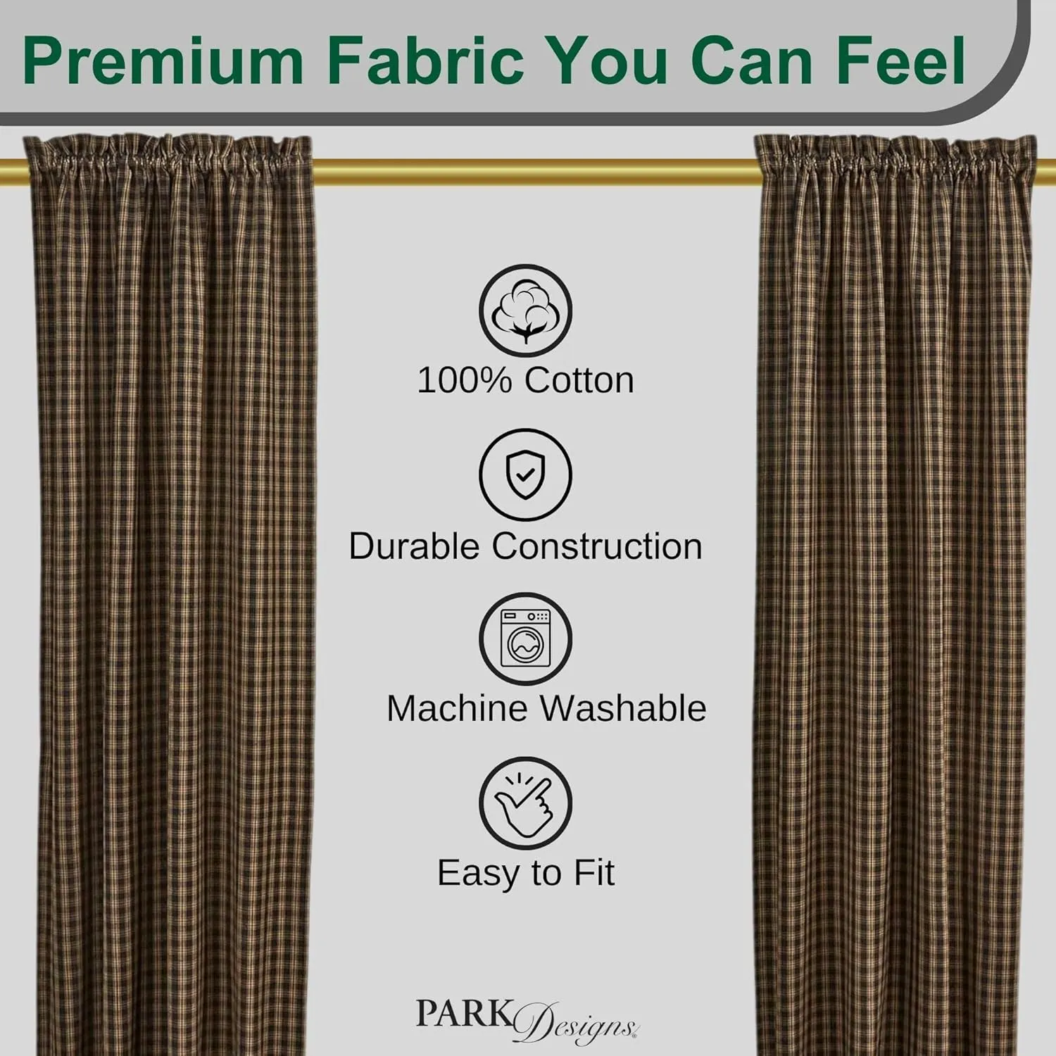 Park Designs Sturbridge Lined Panel, 84", Black