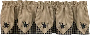 Park Designs Sturbridge Star Embroidered Point Valance, Black with stars