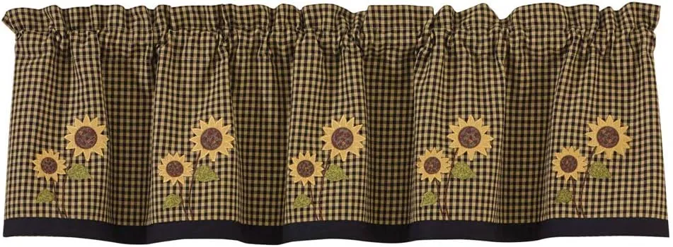 Park Designs Sunflower Check Lined Valance, 60 x 14