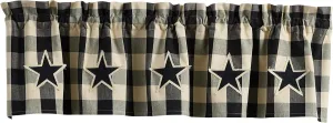 Park Designs Wicklow Star Black Valance 60" x 14", Plaid Tan and Black Window Valances, Window Dressings for Americana Country Style Decor