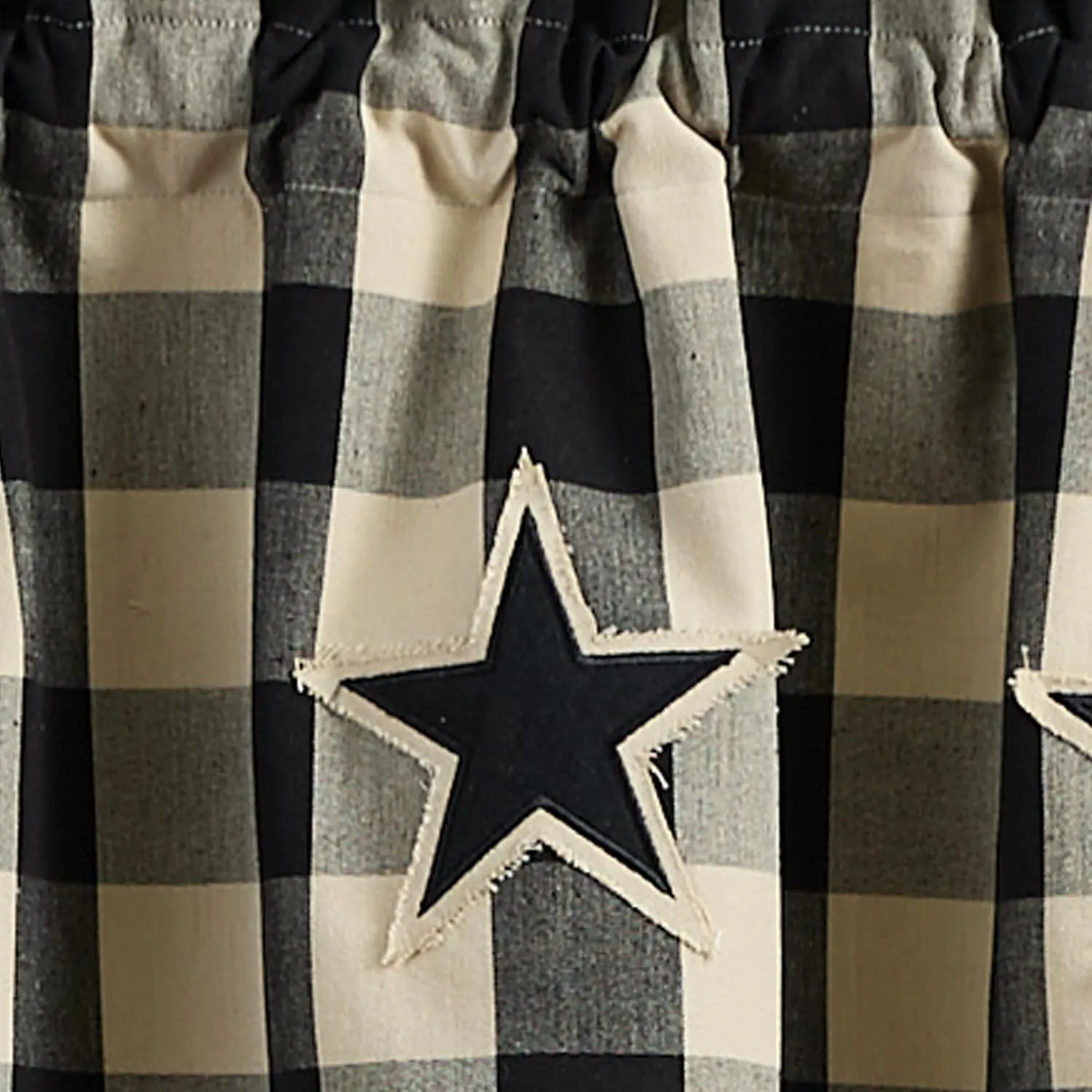 Park Designs Wicklow Star Black Valance 60" x 14", Plaid Tan and Black Window Valances, Window Dressings for Americana Country Style Decor