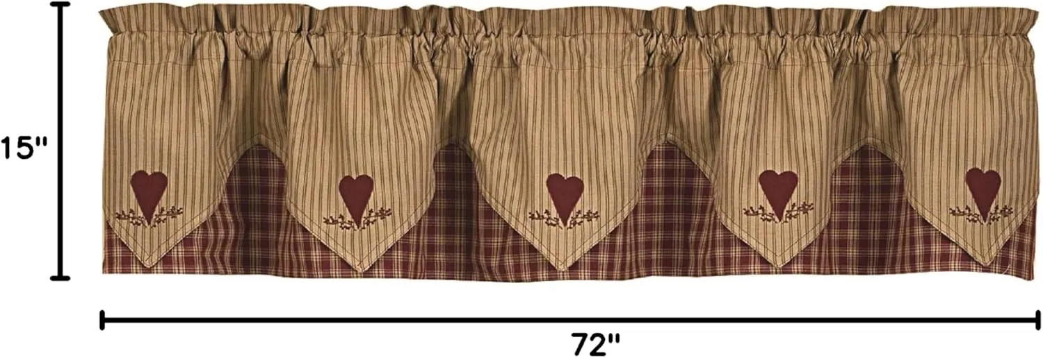 Park Designs Wine Sturbridge Heart Embroidered Point Valance