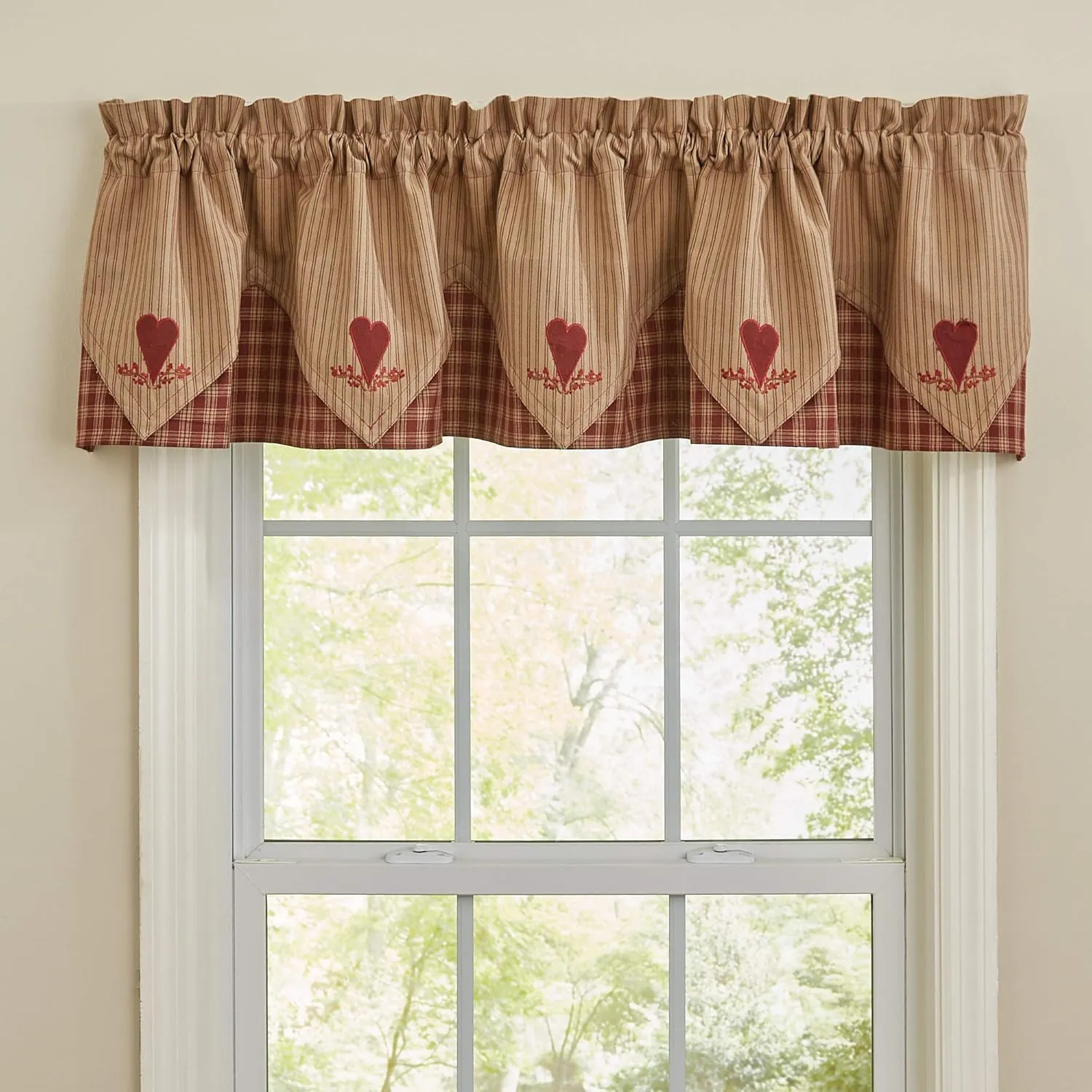 Park Designs Wine Sturbridge Heart Embroidered Point Valance