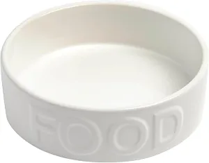 Park Life Ceramic Pet Bowls – Food Water Bowls for Dogs and Cats - Cute Pet Bowl for Small Medium and Large Size Dogs and Cats - Puppy Bowls (Large, White)