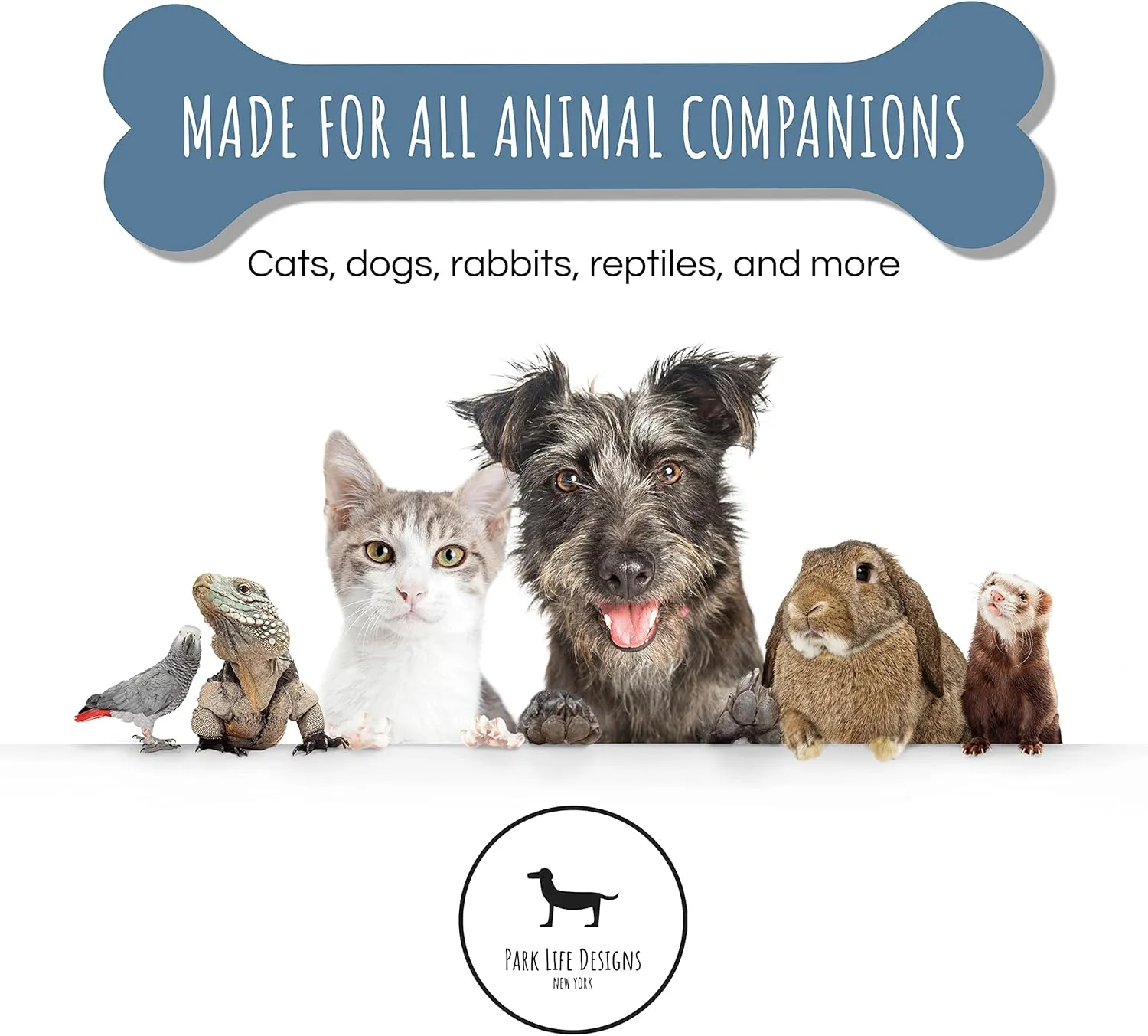 Park Life Ceramic Pet Bowls – Food Water Bowls for Dogs and Cats - Cute Pet Bowl for Small Medium and Large Size Dogs and Cats - Puppy Bowls (Large, White)