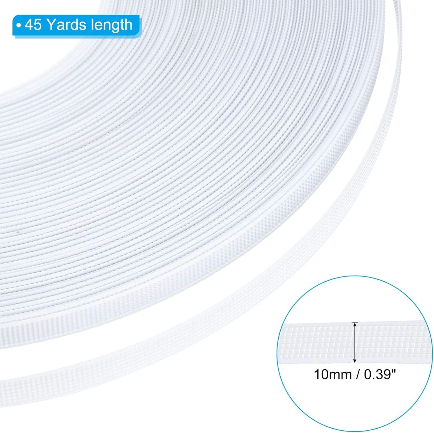 PATIKIL 45 Yards 10mm Polyester Boning for Sewing, Sew-Through Low-Density Boning for Wedding Dress, Hat, Corsets, Handbags, DIY Crafts, White