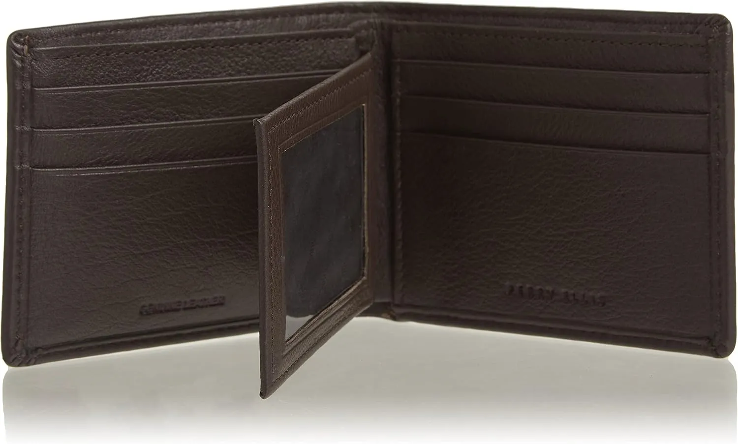 Perry Ellis Men's Park Avenue 100% Leather Wallet with Passcase, Bifold, Durable & Versatile, Black