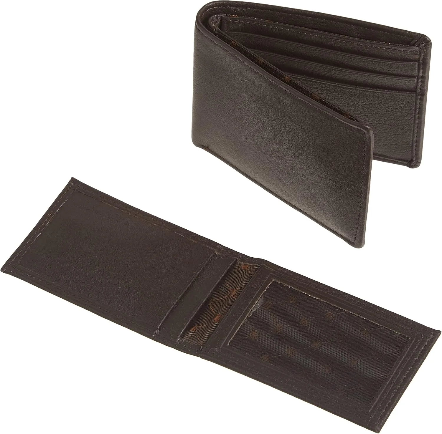 Perry Ellis Men's Park Avenue 100% Leather Wallet with Passcase, Bifold, Durable & Versatile, Black