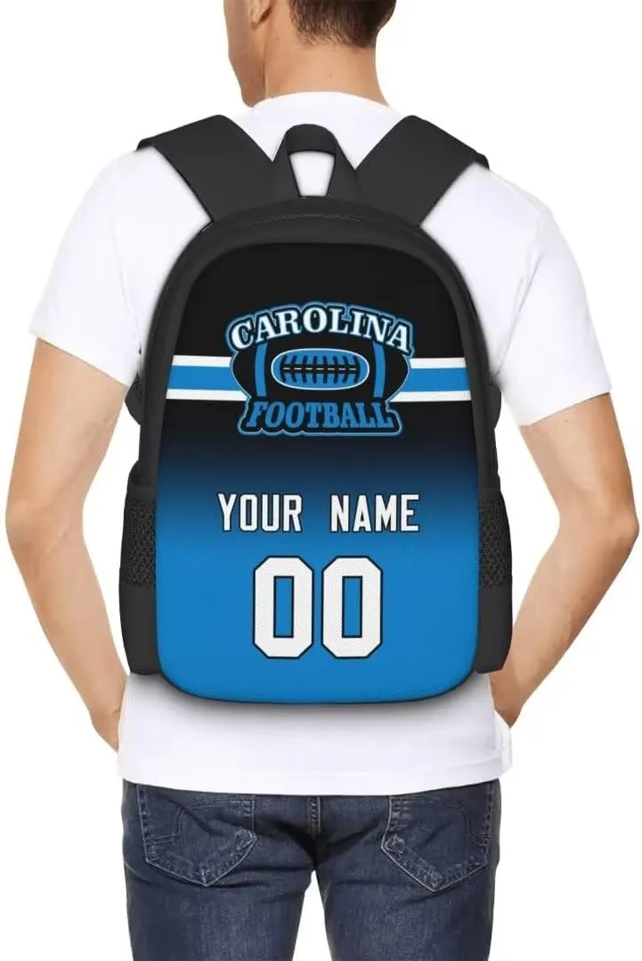 Personalized Carolina Large Capacity Shoulder Bag Custom, Custom Personalized Name and Number Football Sports Backpack Travel Bag Computer Bag Fan Presents