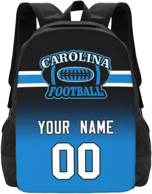 Personalized Carolina Large Capacity Shoulder Bag Custom, Custom Personalized Name and Number Football Sports Backpack Travel Bag Computer Bag Fan Presents
