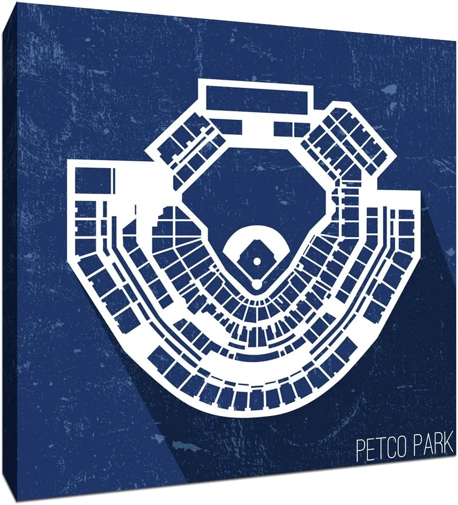 Petco Park Seating Map - Baseball Seating Map - 24x24 Gallery Wrapped Canvas Wall Art