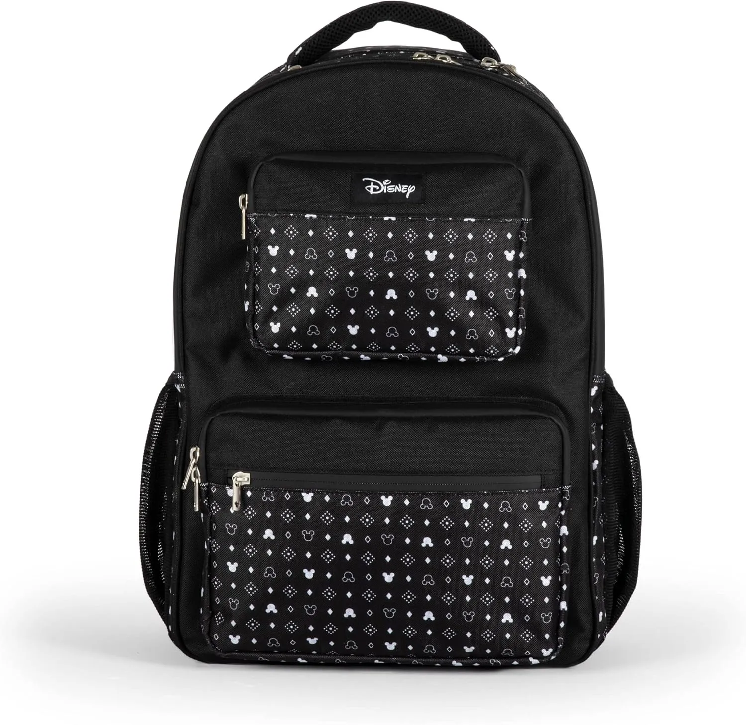 PICNIC TIME Disney Classic Mickey Mouse Park Tripper Day Bag, Cooler Backpack, Soft Cooler Backpack, Insulated Lunch Bag, Disneyland & Disney World Backpack, (Black with White Pattern)