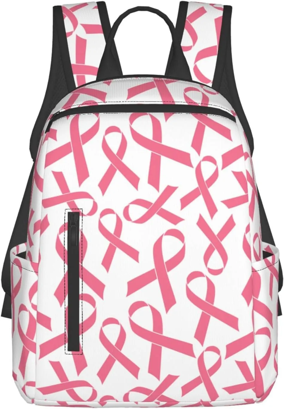 Pink Breast Cancer Ribbon Backpack Bookbag Outdoor Daypack with Adjustable Shoulder Straps Multipurpose Backpack