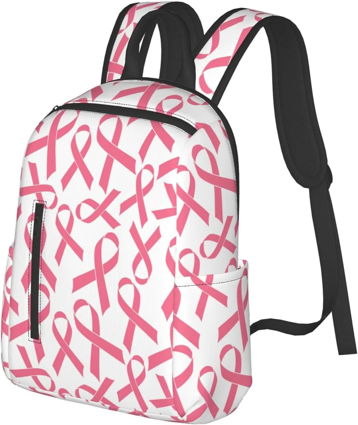 Pink Breast Cancer Ribbon Backpack Bookbag Outdoor Daypack with Adjustable Shoulder Straps Multipurpose Backpack