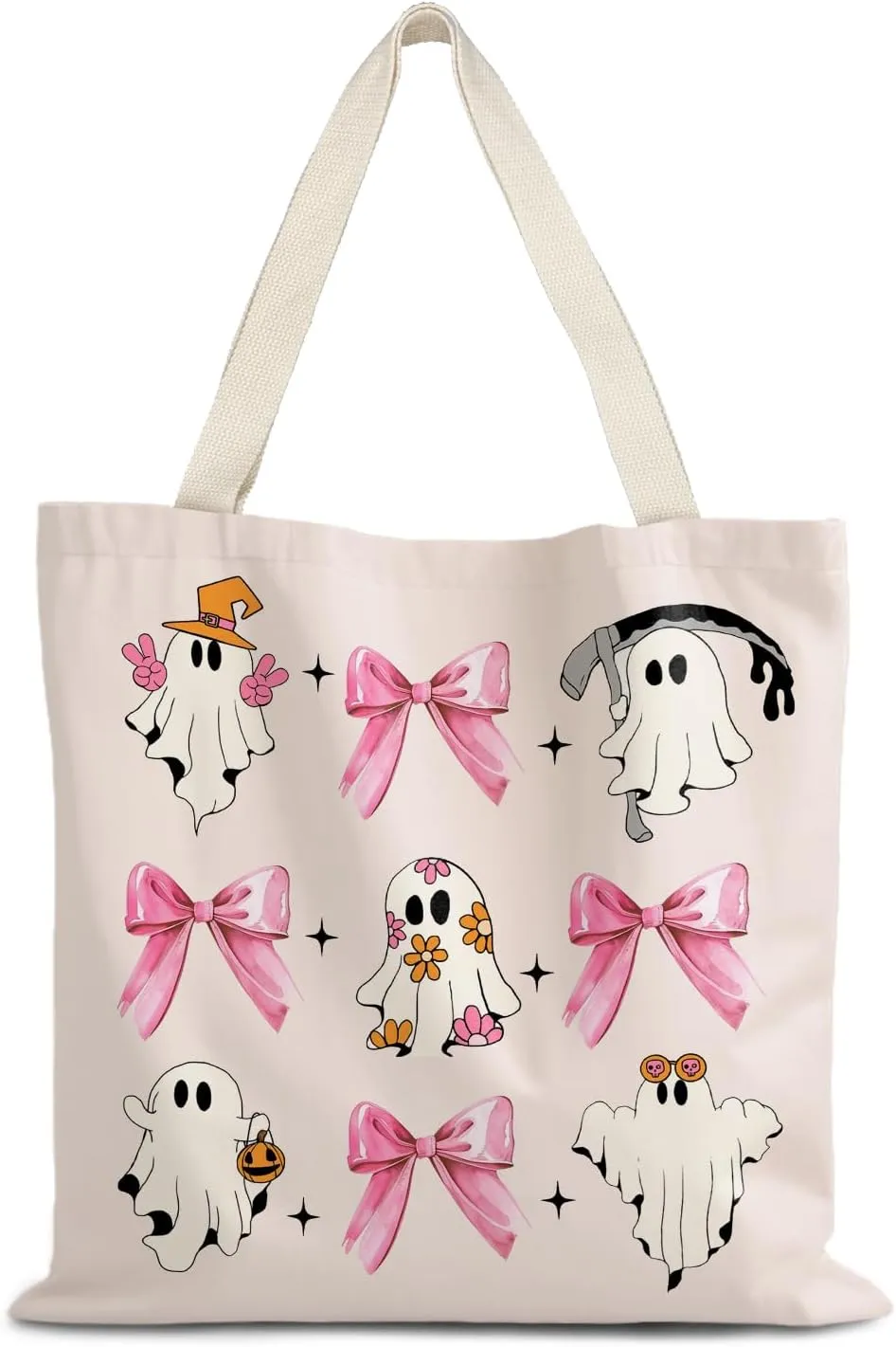 Pink Coquette Bows Canvas Tote Bag, Preppy PinkTote Bag,Cute canvas tote bag, Preppy Gifts for Women,Reusable Grocery Bags Shopping Bags