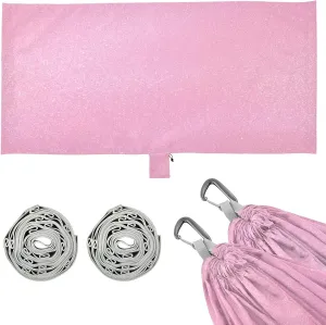 Pink Glitter Texture Camping Hammock, 330 lbs with 2 Tree Straps, Carry Bag, Single Portable Hammock for Outdoor/Indoor, Hiking, Beach, Backpacking, Travel
