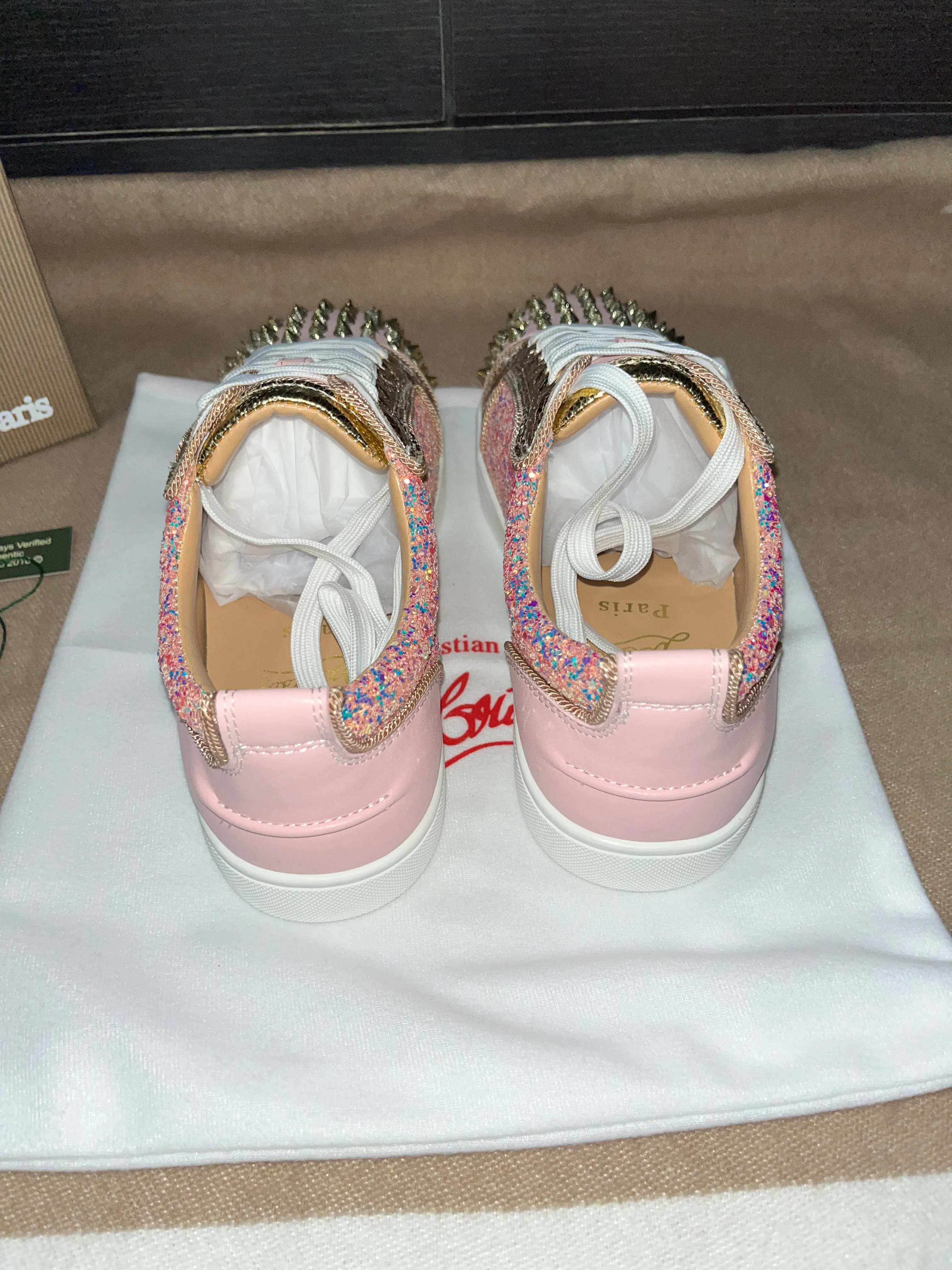 Pink Sparkly Red Bottom Trainers