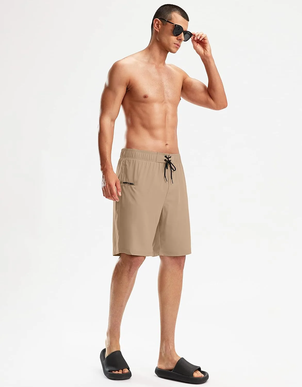 Pinkbomb Men's Swim Trunks with Compression Liner 9 Inch Quick Dry Swimsuit Swimming Swim Board Shorts for Men with Pockets