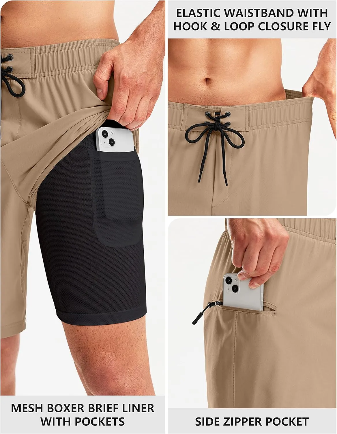 Pinkbomb Men's Swim Trunks with Compression Liner 9 Inch Quick Dry Swimsuit Swimming Swim Board Shorts for Men with Pockets
