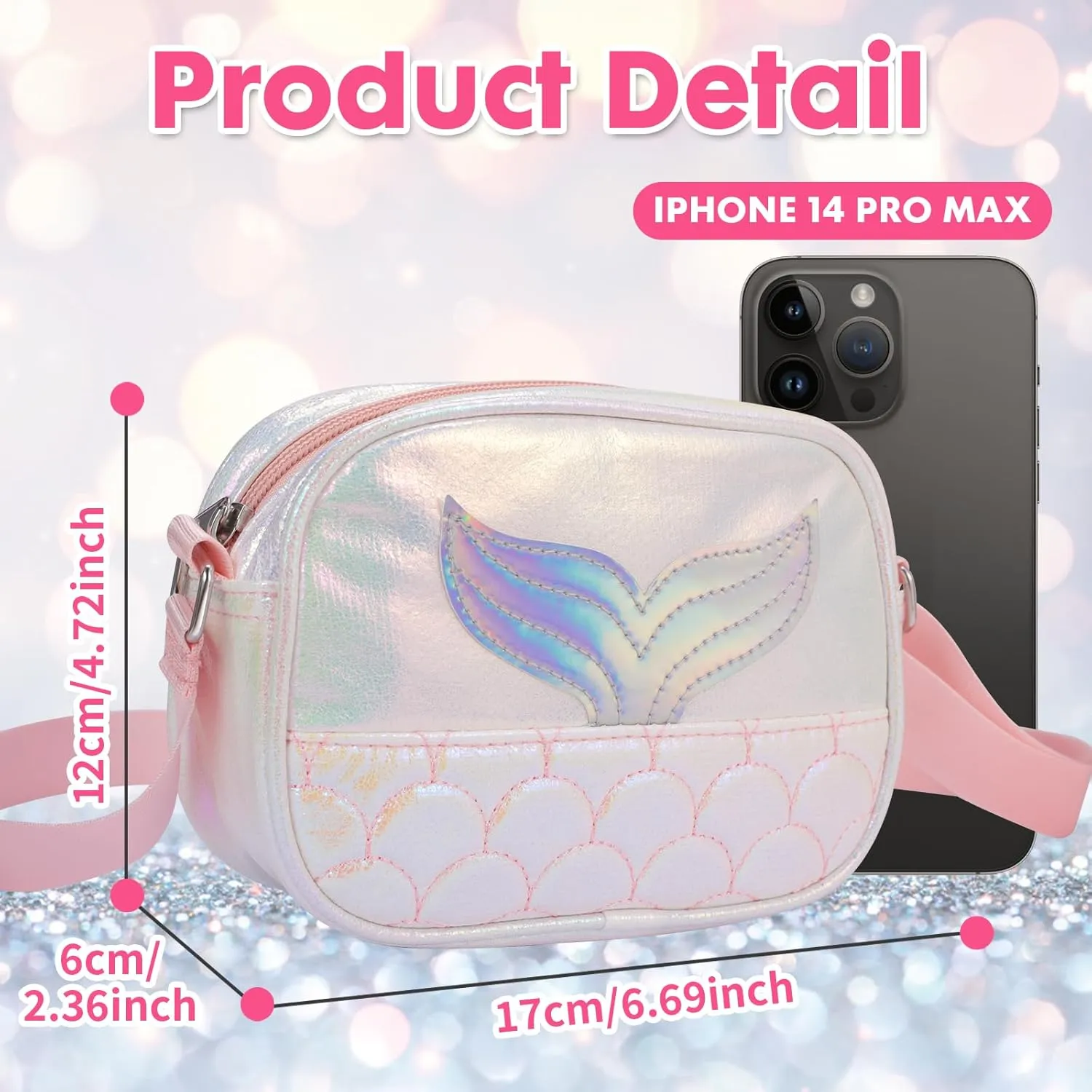 PinkSheep Toddler Purse for Girls Gifts Mermaid Purse Kids Shoulder Bag Crossbody Wallet 3-8Year Little Girl Gift（Fit PHONE）