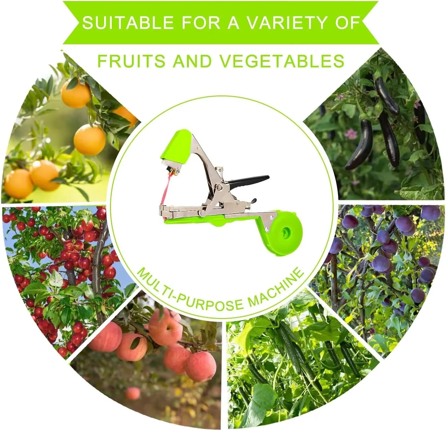 Plant Tying Machine - Efficient Gardening Tool with Green Tape and Plant Tape Gun for Quick and Easy Vining of Tomatoes Peppers Cucumbers and More（Green）