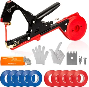 Plant Tying Machine,Tape Tool for Tomatoes Peppers Grapes Cucumbers Floral Support and Vining Vegetables,with Tapes, Spare Parts, Staples,Great for Gardeners Farmers