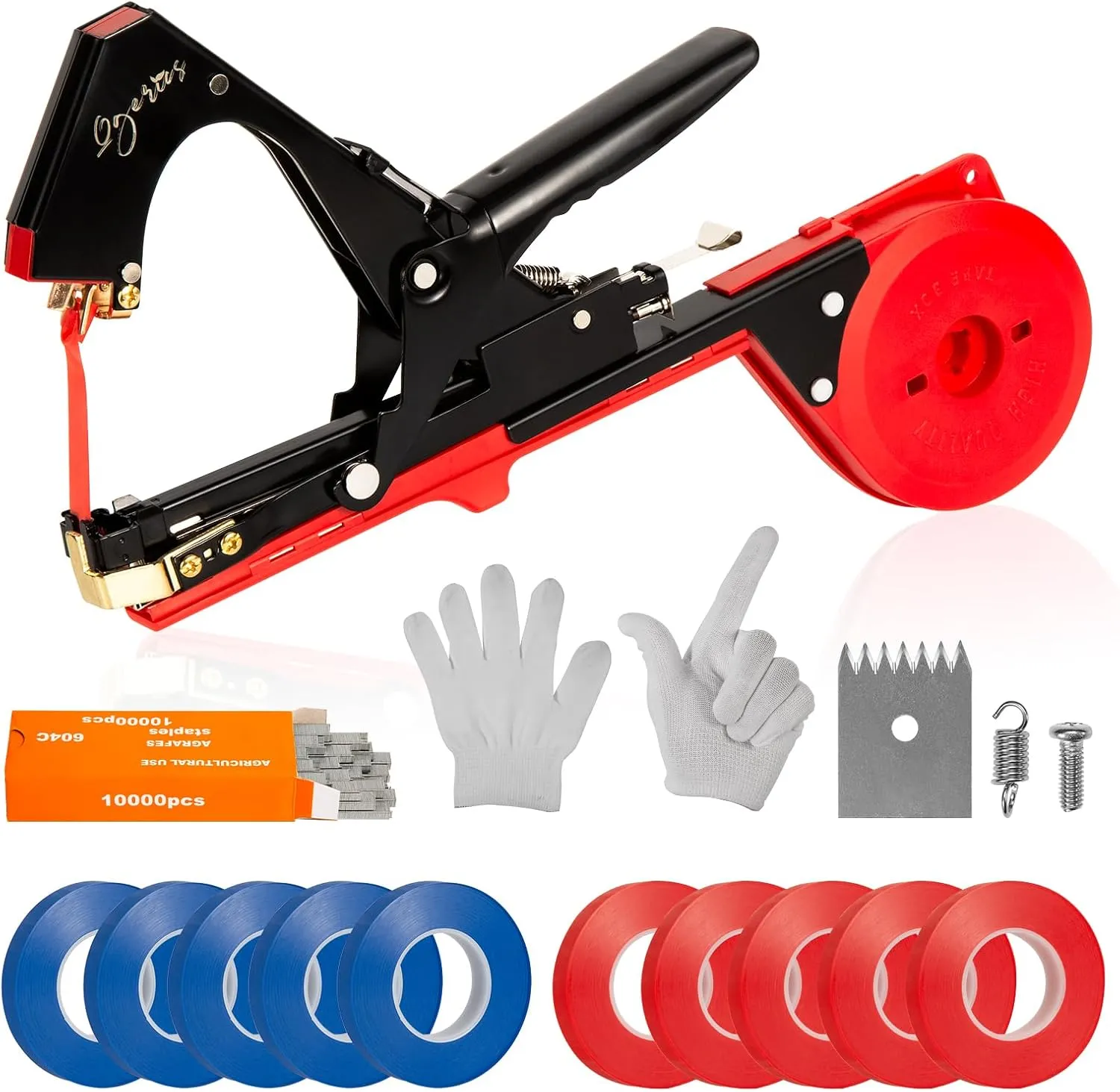 Plant Tying Machine,Tape Tool for Tomatoes Peppers Grapes Cucumbers Floral Support and Vining Vegetables,with Tapes, Spare Parts, Staples,Great for Gardeners Farmers