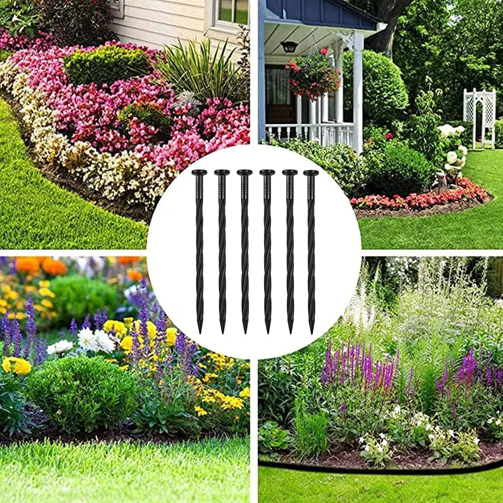 Plastic Landscape Anchoring Spikes 100 Pcs 8 Inch Nylon Spiral Landscape Spikes for Yard, Garden Lawn, Weed Barriers, Artificial Turf, Tent
