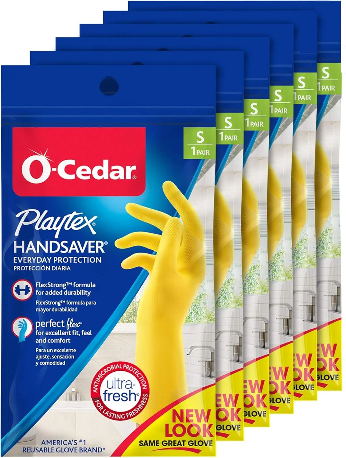 PLAYTEX HandSaver Reuseable Rubber Cleaning Gloves 6 Pairs